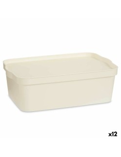 Scatola portaoggetti con coperchio Kipit TP595-4 Crema Plastica 14 L 29,5 x 14,3 x 45 cm (12 Unità)