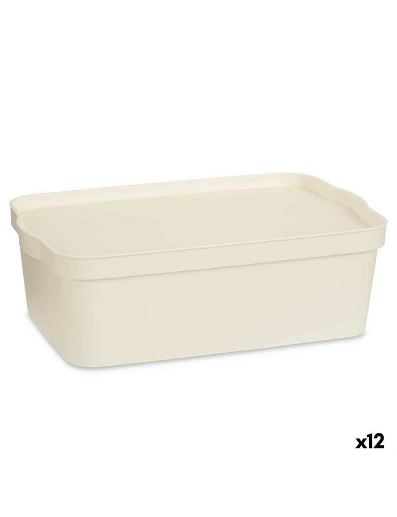 Scatola portaoggetti con coperchio Kipit TP595-4 Crema Plastica 14 L 29,5 x 14,3 x 45 cm (12 Unità)