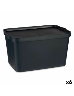 Scatola portaoggetti con coperchio Kipit TP596-1 Antracite Plastica 24 L 29,3 x 24,5 x 45 cm (6 Unità)