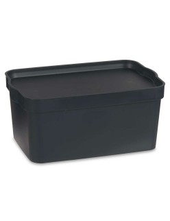 Scatola portaoggetti con coperchio Kipit TP594-1 Antracite Plastica 7,5 L 21 x 14,2 x 32 cm (12 Unità)