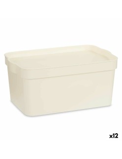 Scatola portaoggetti con coperchio Kipit TP594-4 Crema Plastica 7,5 L 21,5 x 14,5 x 32 cm (12 Unità)