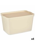 Scatola portaoggetti con coperchio Kipit TP596-3 Crema Plastica 24 L 29,3 x 24,5 x 45 cm (6 Unità)