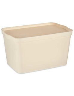 Scatola portaoggetti con coperchio Kipit TP596-3 Crema Plastica 24 L 29,3 x 24,5 x 45 cm (6 Unità)