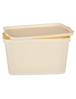 Scatola portaoggetti con coperchio Kipit TP596-3 Crema Plastica 24 L 29,3 x 24,5 x 45 cm (6 Unità)