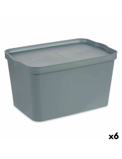 Scatola portaoggetti con coperchio Kipit TP596-2 Grigio Plastica 24 L 29,3 x 24,5 x 45 cm (6 Unità)