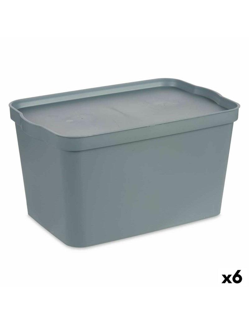 Scatola portaoggetti con coperchio Kipit TP596-2 Grigio Plastica 24 L 29,3 x 24,5 x 45 cm (6 Unità)