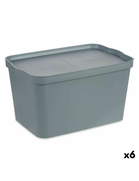 Scatola portaoggetti con coperchio Kipit TP596-2 Grigio Plastica 24 L 29,3 x 24,5 x 45 cm (6 Unità)