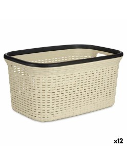 Cesto per i Panni Kipit TP7001-1 Crema Plastica 36 L 36 x 25,5 x 52,5 cm (12 Unità)