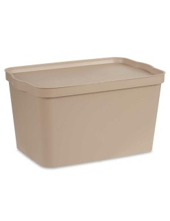 Scatola portaoggetti con coperchio Kipit TP596-3 Beige Plastica 24 L 29,3 x 24,5 x 45 cm (6 Unità)