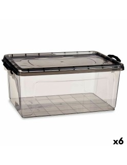 Scatola portaoggetti con coperchio Kipit TP547-2 Antracite Plastica 22 L (6 Unità)