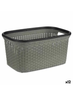 Cesto per i Panni Kipit TP7001-2 Grigio Plastica 36 L 36 x 25,5 x 53 cm (12 Unità)