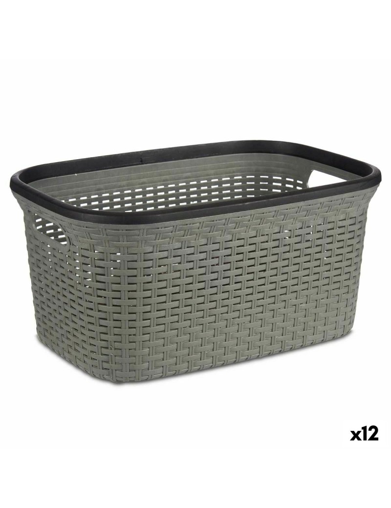 Cesto per i Panni Kipit TP7001-2 Grigio Plastica 36 L 36 x 25,5 x 53 cm (12 Unità)