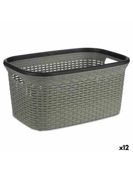 Cesto per i Panni Kipit TP7001-2 Grigio Plastica 36 L 36 x 25,5 x 53 cm (12 Unità)