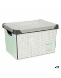 Scatola portaoggetti con coperchio Kipit Home Grigio Plastica Con griglia 17 L 28 x 22 x 37 cm (12 Unità)