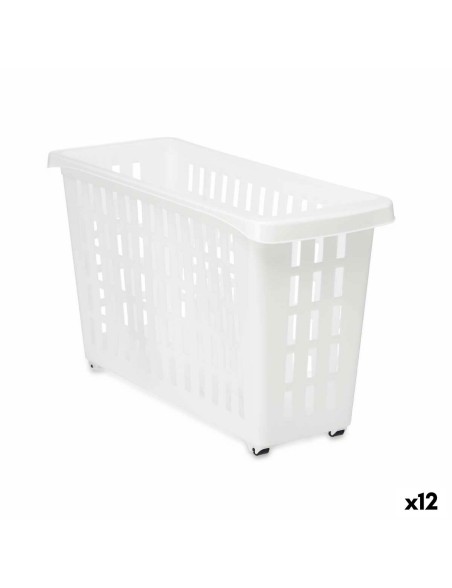 Panier Multi-usages Kipit G-327 Blanc Plastique 17,5 x 26 x 46 cm Avec des roues (12 Unités)