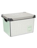 Scatola portaoggetti con coperchio Kipit Home Grigio Plastica Con griglia 17 L 28 x 22 x 37 cm (12 Unità)
