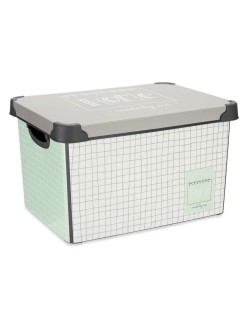Scatola portaoggetti con coperchio Kipit Home Grigio Plastica Con griglia 17 L 28 x 22 x 37 cm (12 Unità)