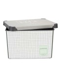Scatola portaoggetti con coperchio Kipit Home Grigio Plastica Con griglia 17 L 28 x 22 x 37 cm (12 Unità)