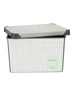 Scatola portaoggetti con coperchio Kipit Home Grigio Plastica Con griglia 17 L 28 x 22 x 37 cm (12 Unità)
