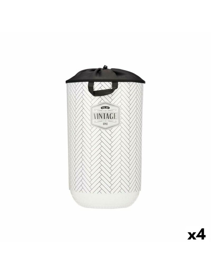 Cesto per i Panni Kipit Vintage Bianco Plastica 40 L 34 x 52,5 x 34 cm (4 Unità)