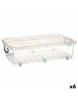 Scatola con Ruote per Organizzare Trasparente Plastica 40 L 46,5 x 20 x 72,2 cm (6 Unità)