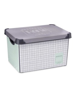 Scatola portaoggetti con coperchio Kipit Home Grigio Plastica Con griglia 22 L 29 x 23,5 x 39 cm (12 Unità)
