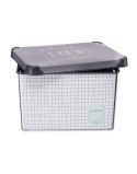Scatola portaoggetti con coperchio Kipit Home Grigio Plastica Con griglia 22 L 29 x 23,5 x 39 cm (12 Unità)