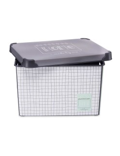 Scatola portaoggetti con coperchio Kipit Home Grigio Plastica Con griglia 22 L 29 x 23,5 x 39 cm (12 Unità)