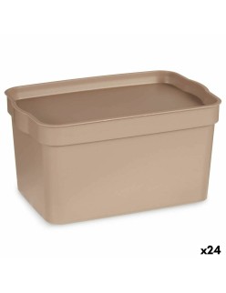 Scatola portaoggetti con coperchio Kipit TP592-3 Beige Plastica 2,3 L 13,5 x 11 x 20 cm (24 Unità)