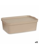 Scatola portaoggetti con coperchio Kipit TP595-3 Beige Plastica 14 L 29,5 x 14,5 x 45 cm (12 Unità)