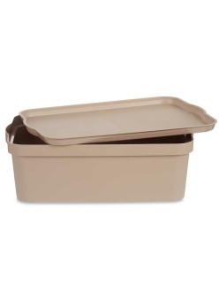 Scatola portaoggetti con coperchio Kipit TP595-3 Beige Plastica 14 L 29,5 x 14,5 x 45 cm (12 Unità)
