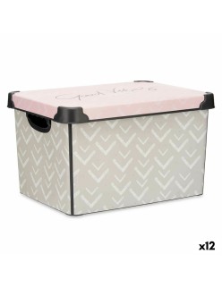 Scatola portaoggetti con coperchio Kipit Vibes Rosa Plastica Frecce 22 L 30 x 23,5 x 40 cm (12 Unità)