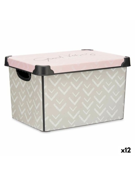 Scatola portaoggetti con coperchio Kipit Vibes Rosa Plastica Frecce 22 L 30 x 23,5 x 40 cm (12 Unità)