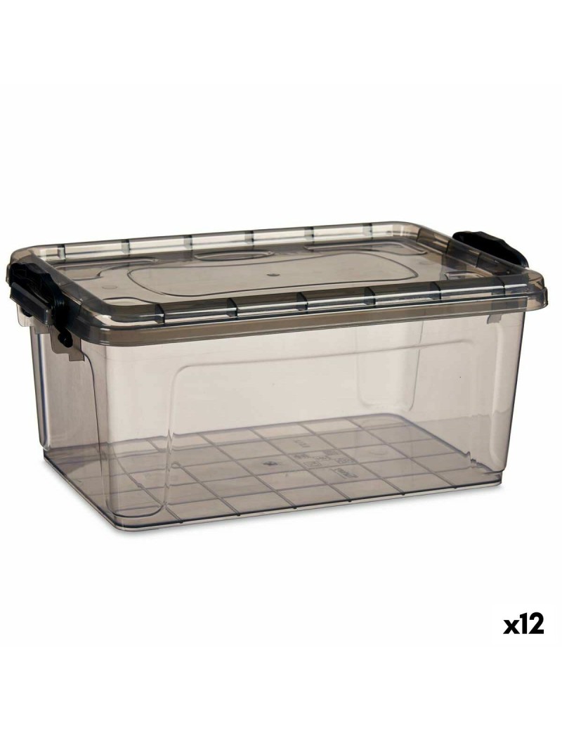 Scatola portaoggetti con coperchio Kipit TP545-2 Antracite Plastica (12 Unità)