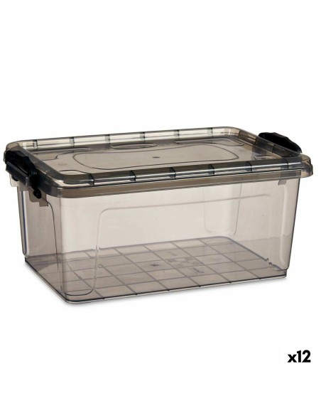 Scatola portaoggetti con coperchio Kipit TP545-2 Antracite Plastica (12 Unità)