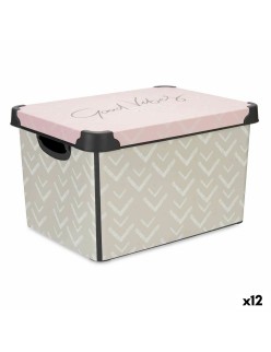 Scatola portaoggetti con coperchio Kipit Vibes Rosa Plastica Frecce 17 L 28 x 22 x 37 cm (12 Unità)