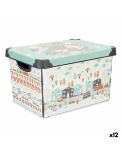 Scatola portaoggetti con coperchio Kipit STYLE BOX-17L-6 Plastica Autostrada 17 L 27,5 x 22 x 36,5 cm Per bambini (12 Unità)
