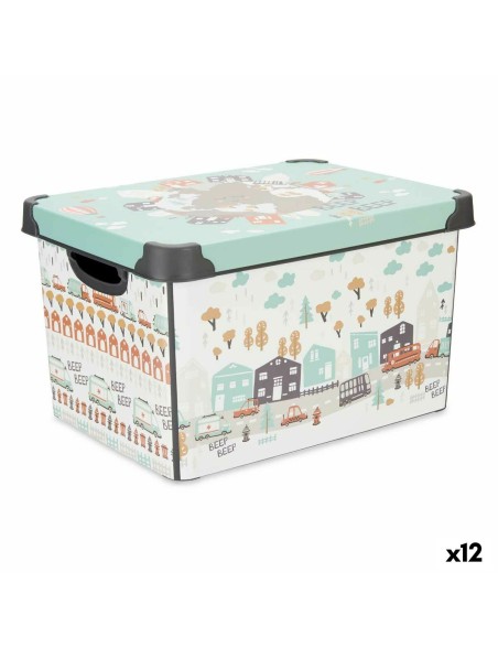 Scatola portaoggetti con coperchio Kipit STYLE BOX-17L-6 Plastica Autostrada 17 L 27,5 x 22 x 36,5 cm Per bambini (12 Unità)