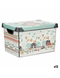 Scatola portaoggetti con coperchio Kipit STYLE BOX-22L-6 Plastica Autostrada 22 L 29,5 x 23,5 x 39,5 cm Per bambini (12 Unità)