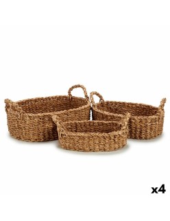 Set di Cesti Con manici Marrone 750 ml 1,5 L 3 L 37 x 23,5 x 17 cm 33 x 20 x 15,5 cm 25 x 16 x 13,5 cm (4 Unità)