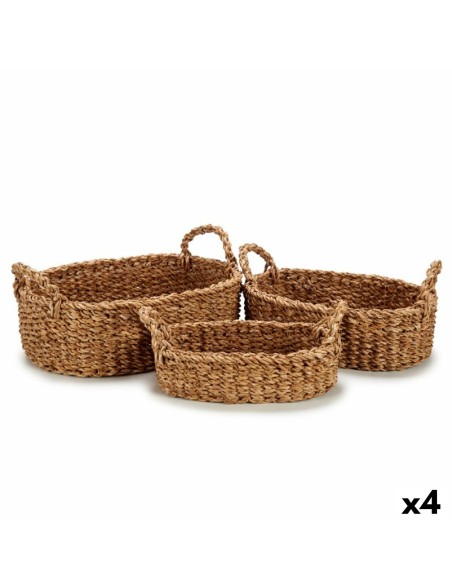 Conjunto de Cestos Com pegas Castanho 750 ml 1,5 L 3 L 37 x 23,5 x 17 cm 33 x 20 x 15,5 cm 25 x 16 x 13,5 cm (4 Unidades)