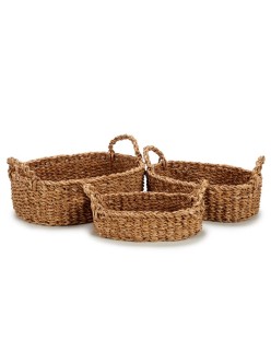 Set di Cesti Con manici Marrone 750 ml 1,5 L 3 L 37 x 23,5 x 17 cm 33 x 20 x 15,5 cm 25 x 16 x 13,5 cm (4 Unità)