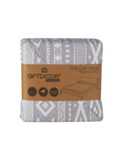 Colcha Reversible 180 x 260 cm Étnico Blanco Gris (6 Unidades)