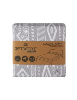 Colcha Reversible 240 x 260 cm Blanco Gris (6 Unidades)
