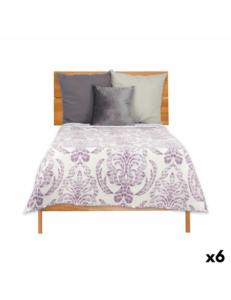 Reversible Bedspread 240 x 260 cm White Purple (6 Units)