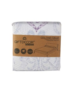 Colcha Reversible 240 x 260 cm Blanco Morado (6 Unidades)
