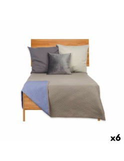 Colcha Reversible 180 x 260 cm Azul Gris (6 Unidades)