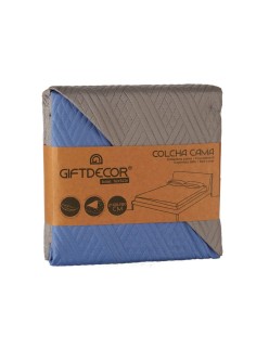 Colcha Reversible 240 x 260 cm Azul Gris (6 Unidades)
