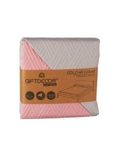 Colcha Reversible 240 x 260 cm Gris Rosa (6 Unidades)
