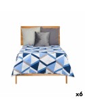 Colcha Reversible 180 x 260 cm Azul Blanco (6 Unidades)